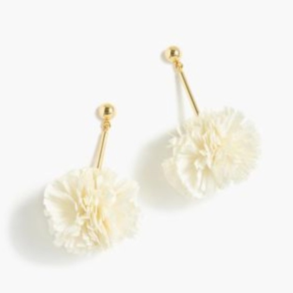 J. Crew Cream Pom Pom Earrings